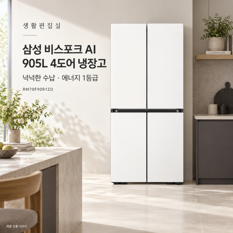 삼성 비스포크 AI RM70F90R1ZD 905L 냉장고 상세 리뷰｜1등급·수납·장단점
