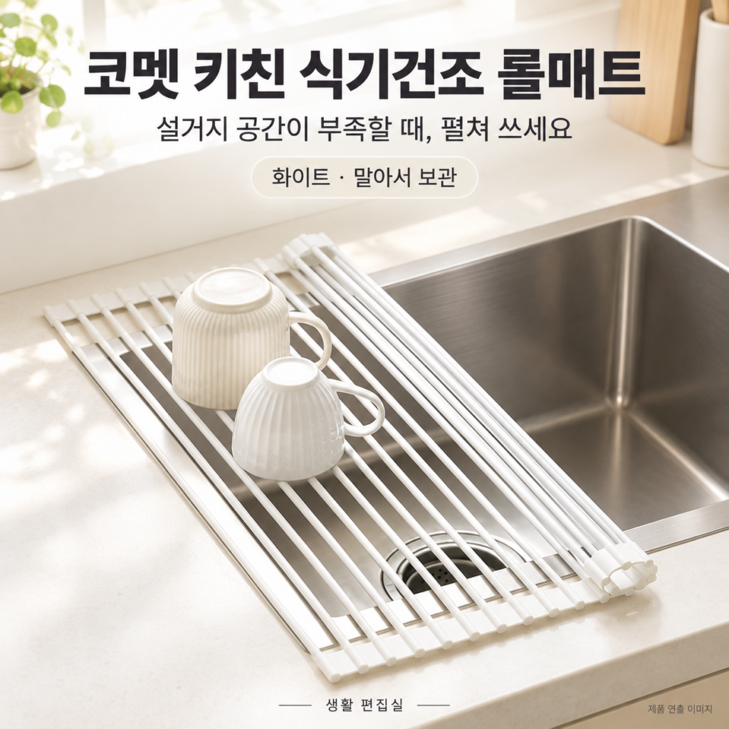 코멧 키친 실리콘 식기건조 롤매트 상세 리뷰｜보조 건조대 장점·단점 제품 이미지
