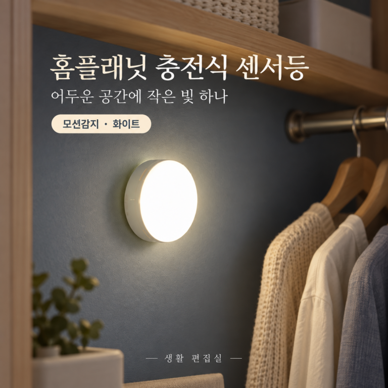 홈플래닛 충전식 원형 센서등 상세 리뷰｜모션감지 조명 장단점