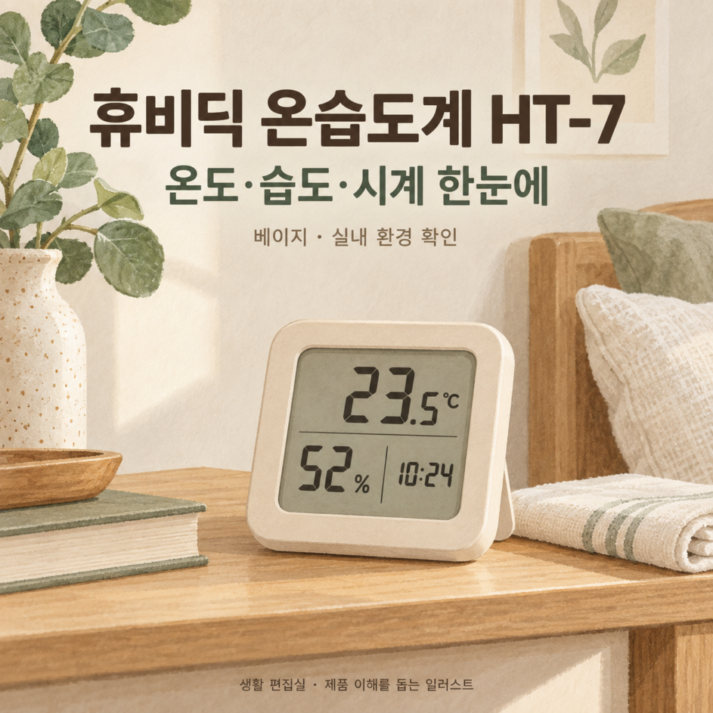 휴비딕 디지털 시계 온습도계 HT-7 후기｜온습도·시계 기능 장점·단점 총정리 제품 이미지