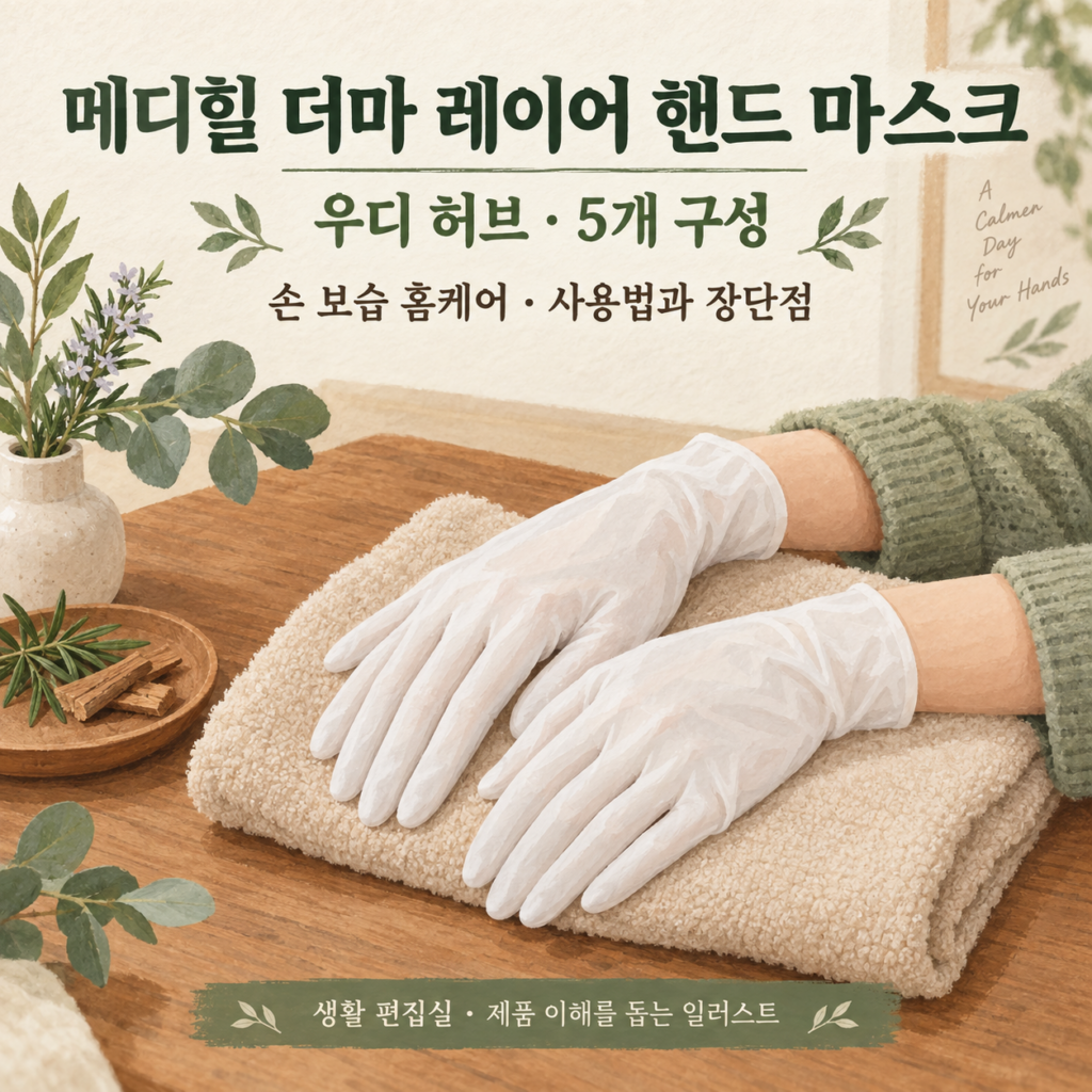 메디힐 더마 레이어 핸드 마스크 우디 허브 후기｜5개 구성·손 보습 장점·단점 총정리 제품 이미지