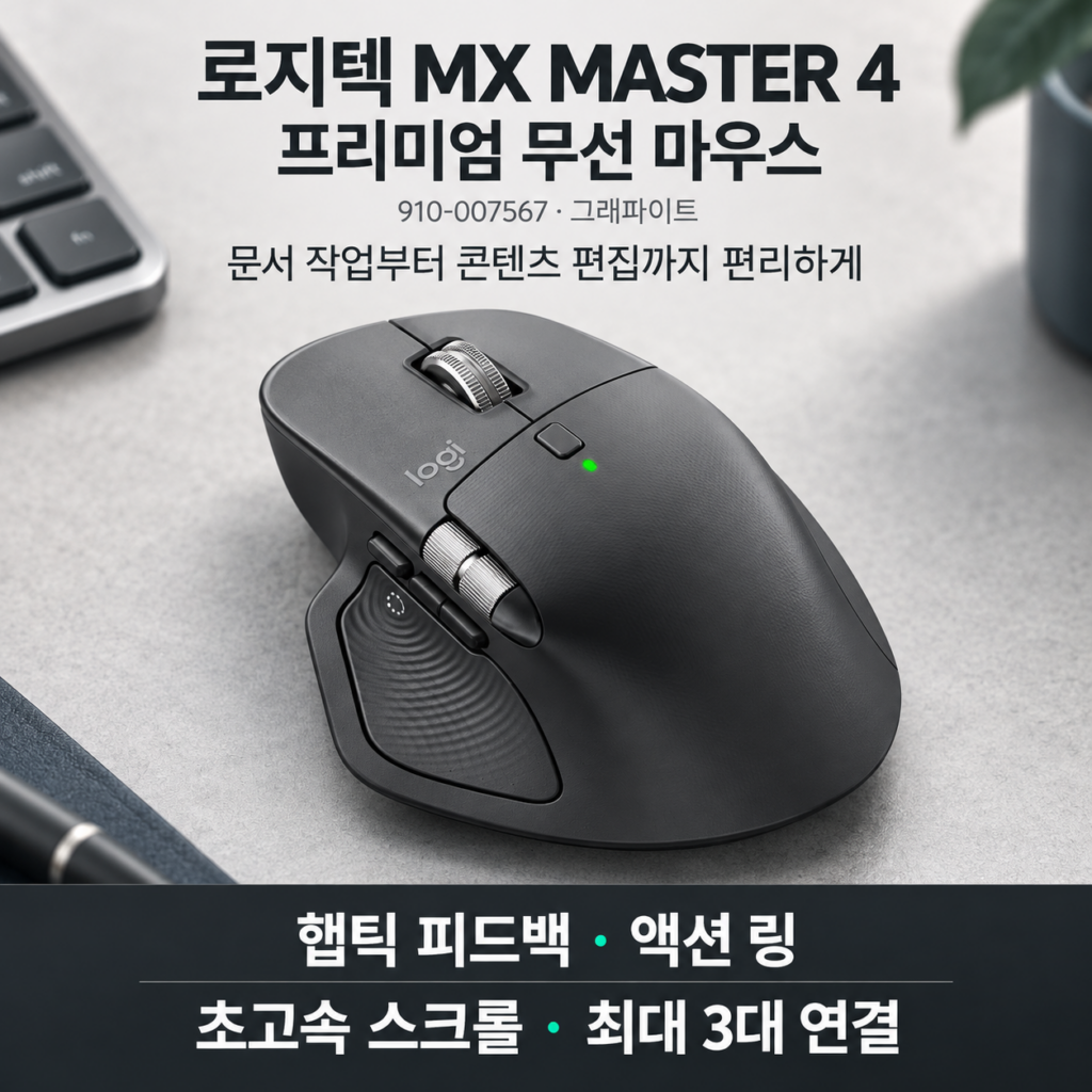 로지텍 MX MASTER 4 910-007567 무선 마우스 상세 리뷰｜스펙·장점·단점 제품 이미지
